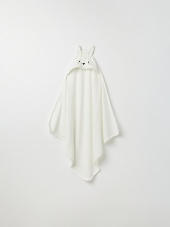 Polarn O. Pyret - Bath towel with rabbit hood - Onesize - Childrenswear - white
