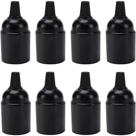 8 stk E27 sokkel vintage svart, E27 sokkel lyspæreholder,