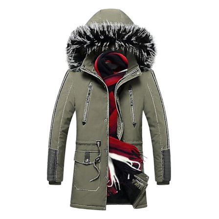 Herre Frakke Hvid Plys Frakke Vinter Bomuldsfrakke Hætte Varmt Overtøj Med Lynlås
