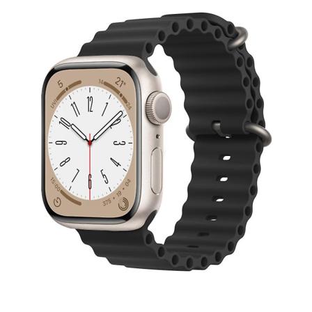 Ocean Armbånd Til Apple Watch Band 44mm 40mm 45mm 41mm 49mm 42mm 38mm Smartwatch Silikone Strap Iwatch Ultra Series 7 6 3 Se 8 42 44 45 49mm black