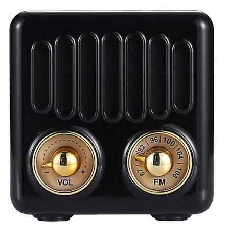 Retro Radio Bluetooth Højttaler, FM Radio med Gammeldags Klassisk Stil, AUX Bluetooth TF Kort MP3 Afspiller (Sort)