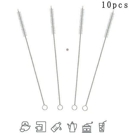 Rengöringsborste för helautomatisk kaffemaskin, set med 10, liten & smal mjölkrörsborste, sugrörborste, kylskåpsrengörare, flaskborste