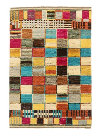 104X146 Tapete Moroccan Berber - Afghanistan Moderno Verde/Vermelho Escuro (Lã, Afeganistão) Carpetvista