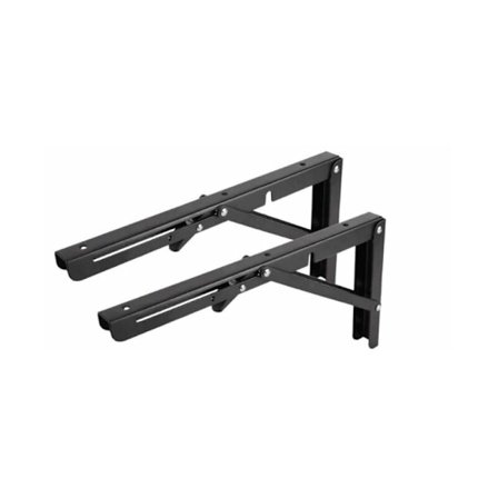 Två förtjockade rostfria fällbara konsoler, väggmonterad hylla, nio-stegs hylla, triangulär konsol, skiljeväggskonsol, svart 35cm