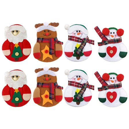 8 st Juldekorationer Snögubbe Tomte Kök Bestickhållare Väska Festgåva Julprydnad för Bord Heminredning