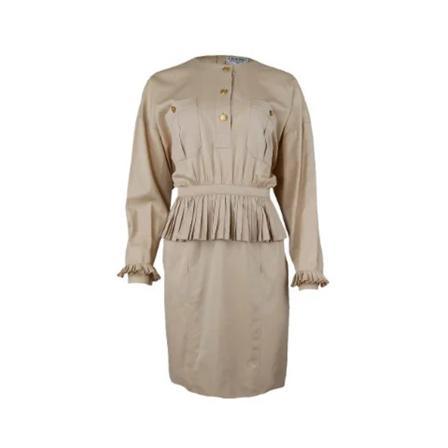 Chanel Vintage Pre-owned Bomull klnningar beige, Dam Vintage Klänningar, Dam, Storlek: M