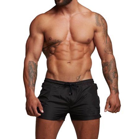Herr Gym Shorts Svettabsorberande Andningsbar Snabbtorkande Träningsshorts med Sidofickor för Löpning Tyngdlyftning Strand Svart M