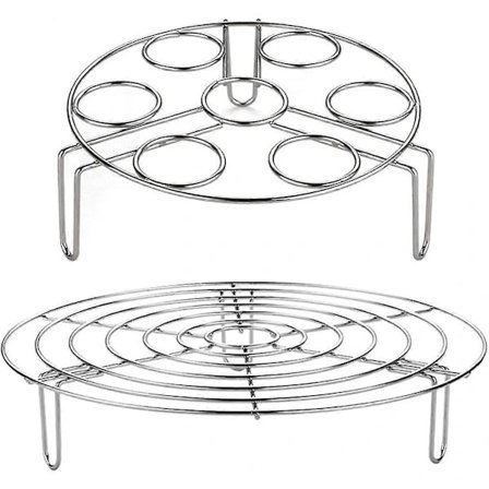 Sæt med 2 madlavningsriste i rustfrit stål, runde dampkogere, køkkenredskaber