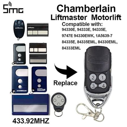 Chamberlain Liftmaster Garasjeport Fjernkontroll Motorlift 1a5639-7 D-66793 94335e 4335e 4330e 4333e 4332e Erstatning 433 Mhz(94335e etc)