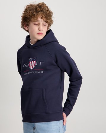 GANT ARCHIVE SHIELD HOODIE Niebieski Bluzy z kapturem Chłopiec - Kids Brand Store