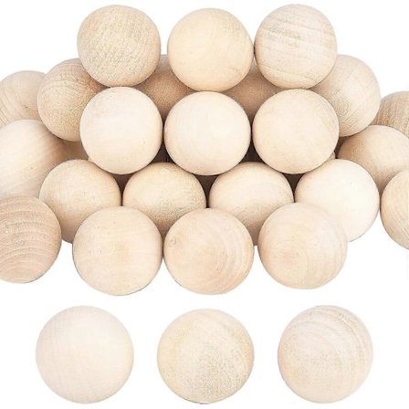 30 stk. 40 mm Runde Trækugler Ubehandlede Naturlige Træperler Uden Hul Løse Trækugler Kugler