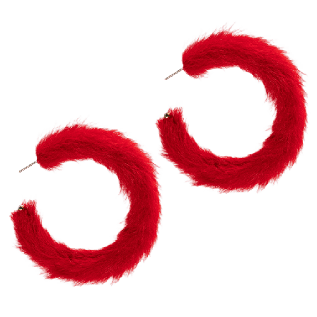 pfgSTOCKHOLM Furry Hoop Örhängen Dam Röd ONESIZE
