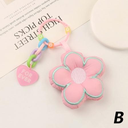 Sakura Stoff Blomst Nøkkelring Smykker Lanyard Bil Bag nøkkelring B