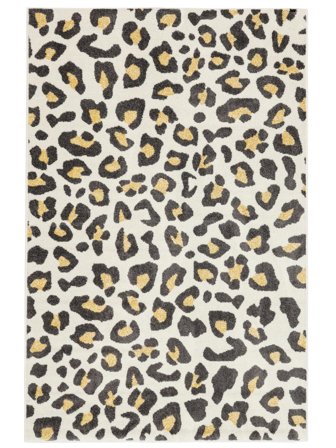 Waschbar Kinderteppich Innen-/Outdoor-Teppich Tier Leopold Weiß/Mehrfarbig Klein Oeko-Tex