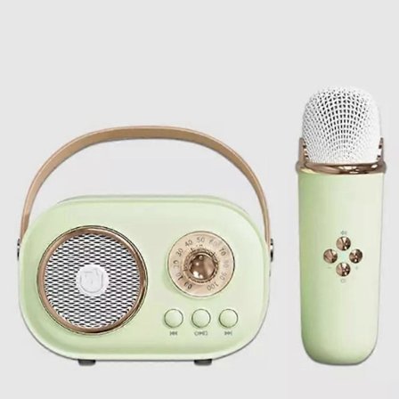 Bluetooth-høyttaler med 1-2 trådløs mikrofonstøtte Karaoke TF-kort FM-avspilling HIFI Bass Håndfri samtale Bursdagsgave til barn