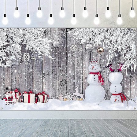 Julfotobakgrund, Tyg Fotobakgrund med Trästruktur, Vinter Snögubbe Fotobakgrund, God Jul Fotobakgrund, Tillbehör