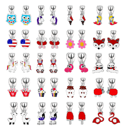 20 par med jenteklips på øredobber barn søte blomsterøredobber prinsesse utkledning