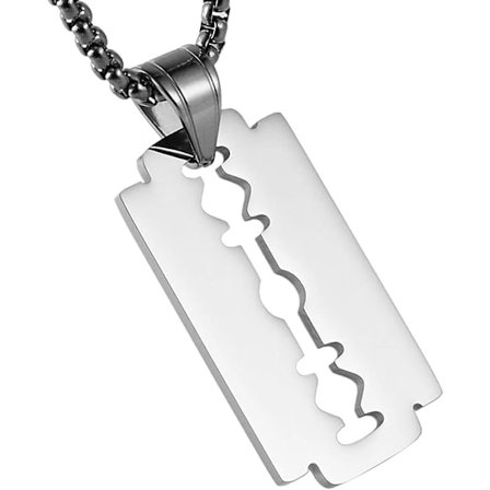 Herre Rustfritt Stål Razor Blade Modell Hundemerke Anheng Hip Hop Halskjede, 22+2" Kjede