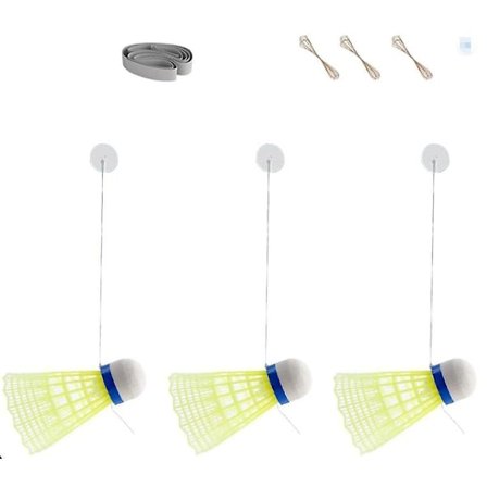 3-pakning Badminton Treningsdings, Badminton Enkeltspiller Sprettrener, Selvstudie Strekk Badminton Racket Treningsmaskin