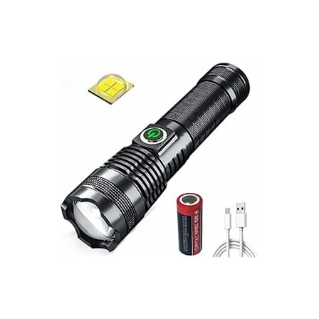 Uppladdningsbar USB-ficklampa, superljus XHP70 LED-ficklampa med zoom