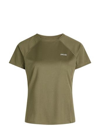 Women Sports T-Shirt With Chest Print T-shirts & Tops Short-sleeved Khakinvihreät ZEBDIA