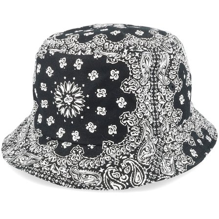 Yupoong - Musta bucket Hattu - Bandana Black Print Bucket @ Hatstore