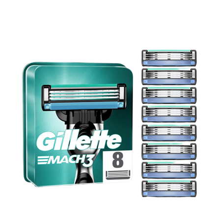 Gillette Mach3 Rakblad, 8st Rakning Herr ONESIZE