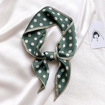 Luksusmerke prikkete flekk silkesjal kvinner myke tynne sjal og omslag kontordame hårbånd foulard hijab 100*10cm(8)