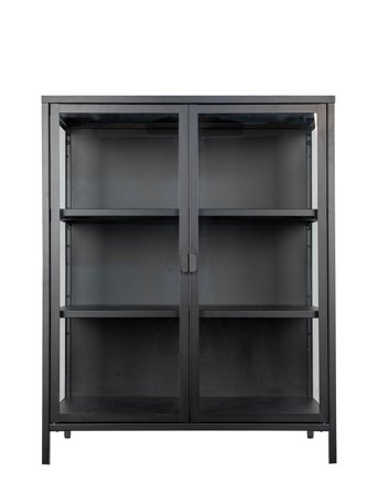 House Nordic Rita - Display Cabinet, 2 Glass Doors, Steel, Black 80X40X101 Cm - Black - 101X80X40CM