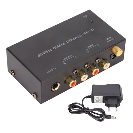 PP400 Phono Skivspel Förförstärkare Stereo RCA Ingång RCA Utgång Skivspelare Förstärkare med Oberoende Rattkontroll 100‐240V EU-kontakt
