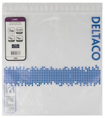 Deltaco High-Speed Flex HDMI cable, 7M, w/lock, 4K/30Hz, black