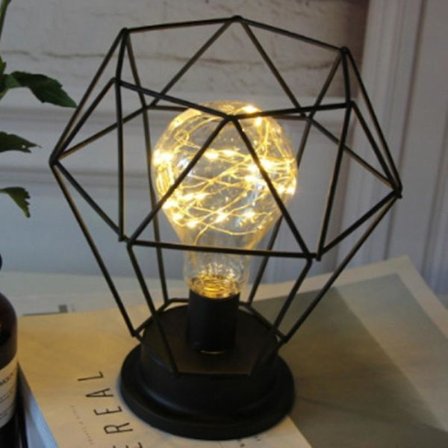 Metal Cage Table Lights Battery Powered Night Lights With Led Lights For Bedroom