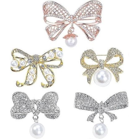 5 st Diamantbrosch, Brosch Rosett Vintage Strass Rosett Broscher Kvinnor Rosett Broschnål Pärla Strass Brosch Broscher Hårband Dekorerade Kvinnor
