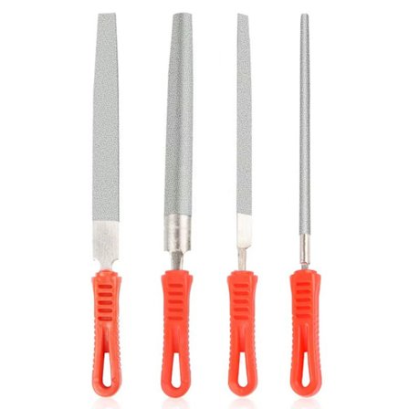 4-pak 15 cm diamantbelagt fil med plasthåndtag, håndværktøj til slibning af glas, sten, marmor, klippe, ben, halvrund, flad, rund, trekantet, korn 120