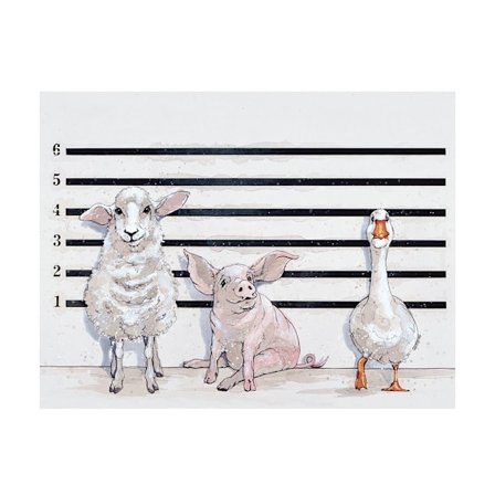 Bev Davies Line Up Farm Animals Print 40cm x 30cm Vit/Kräm/Svart