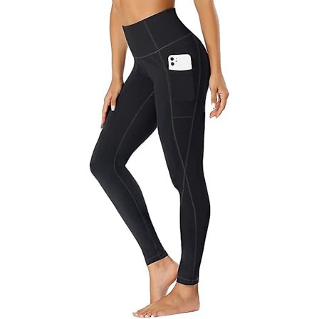 Naisten urheiluleggingsit joogahousut 2 taskulla, mustat urheiluhousut joogahousut