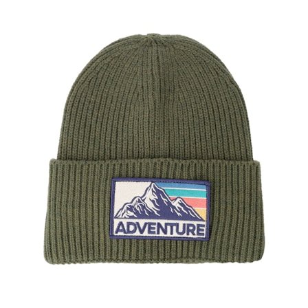 Wild Spirit - Vert cuff Bonnet - Mountain Adventure Patch Olive Green Oversized Bea @ Hatstore