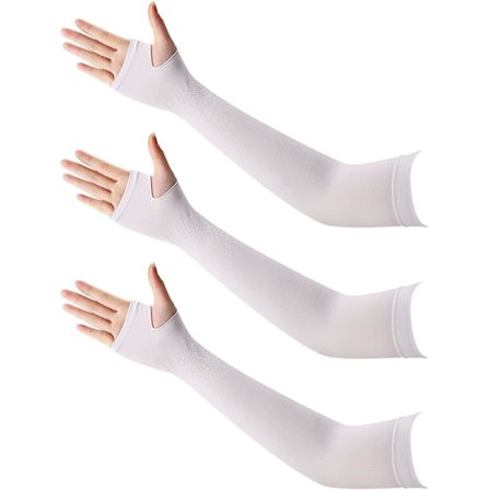 Arm Sleeves, 3 par UV-skydd Arm Sleeves Kylning Kvinnor Män Sommar Sol Arm Sleeves Tatuering Sleeves Cykling Vandring Löpning (Vit)