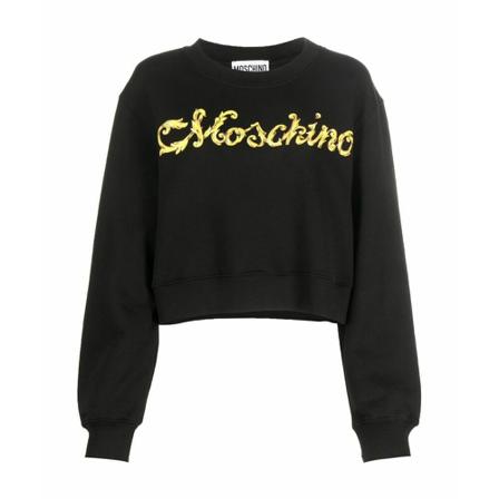 Moschino Round-neck Stickat svart, Dam, Dam, Storlek: XS