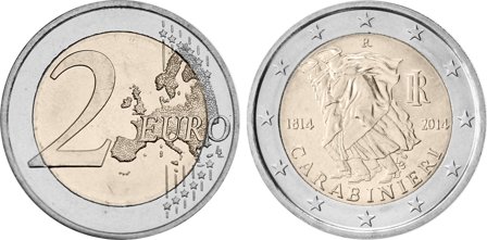 Italien 2014 - 200 år for Arma dei Carabinieri - 2 euro mønt