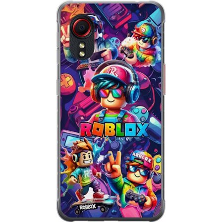 Yhteensopiva Puhelinkuori Samsung Samsung Galaxy Xcover 5 Värikäs Roblox-peliryhmä kuulokkeilla, ohjaimilla ja neonväreillä, täydellinen lapsill