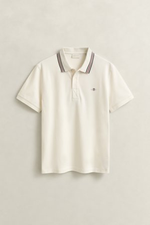 GANT Herren Poloshirt mit Kragenstreifen (S) Weiß