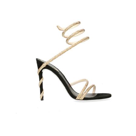 René Caovilla, Sandals Zwart, Dames, Maat:38 EU,leer