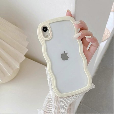 Kompatibel med iPhone X Cover/iPhone Xs Cover, Sødt Krøllet Bølget Ramme Klart Cover, Transparent Blødt Silikone TPU Stødfangerbeskyttelse - Gul