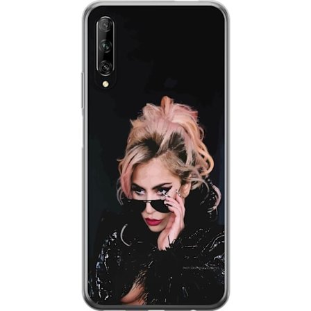 Yhteensopiva Puhelinkuori Huawei P smart Pro 2019 Lady Gagan muotokuva aurinkolaseilla ja dramaattisella meikillä tummassa glamuurityylissä