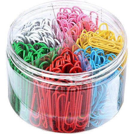 300 st Färgade Metallpappersklämmor med Ask för Kontor och Skola