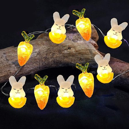 Påskehare Dekoration Lys 2 Meter 20 LED Hare Lyssnor Batteridrevet Kanin Formet Lys til Påske Dekoration