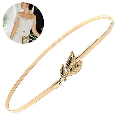 Guld Färg för Kvinnor Klänning Skinny Lyx Elastisk Midja Metallkedja av Designer, Guld