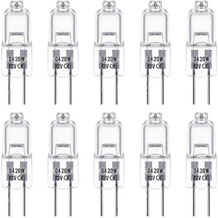 G4 Halogenlampor 20W 12V 2-stiftsbas Ersättning för landskapsbelysning Under skåp Puck Light Spårbelysning Dimbar (10-pack)