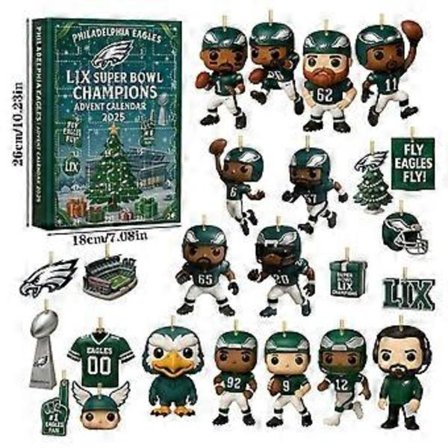 2025 Philadelphia Eagles Julekalender Blind Box Super Bowl Juletre Akryl Ornament Anheng
